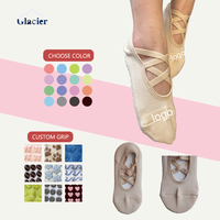 Chaussettes de Pilates Glacier, chaussettes de ballerine antidérapantes personnalisées, fabricant de chaussettes de Pilates Reformer à semelle intégrale en silicone