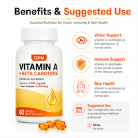 Gélules de Vitamine A et Bêta-Carotène à Marque Blanche OEM ODM – Formule Personnalisée à Base d'Huile, Fabrication, Conception d'Étiquettes et Options d'Emballage