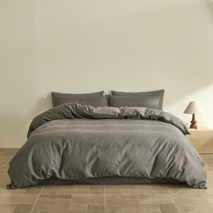 Juego de Ropa de Cama Jacquard de Color Sólido Simple, 100% Algodón, Funda de Edredón, Sábana Ajustable, Transpirable, para Uso Doméstico - Product Image 5