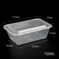 500ml - 750ml Boîte à lunch en plastique jetable Design rectangle moderne Récipient à emporter avec couvercle en PP moulé par injection micro-ondable