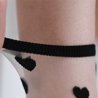 Printemps été ultra mince élégant coeur Design voir à travers le cristal transparent chaussettes transparentes femmes