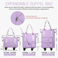 Sac polochon à 8 roues en tissu Oxford de luxe avec grande capacité extensible pour les voyages d'affaires et de vacances
