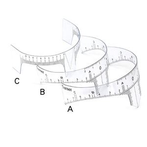 OEM Autocollant règle à sourcils en plastique transparent réutilisable, outil de modelage permanent des sourcils, pochoir pour l'entraînement au tatouage, accessoire de précision - Product Image 1