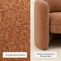 Fauteuil lounge en chenille moutarde, fauteuil d'appoint moderne et contemporain, base rembourrée, accoudoirs en dalle, pour salon, personnalisable OEM ODM