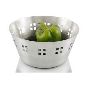Stainless Steel Vegetable <b>Basket</b> Bowl with <b>Square</b> Holes for Food Storage - Product Image 1