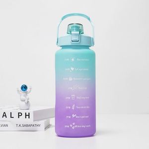 Botella de agua de gran capacidad, 2000ml, escala de tiempo, taza espacial, tapa emergente portátil para exteriores, taza de agua de Color progresivo pintada con aerosol - Product Image 6