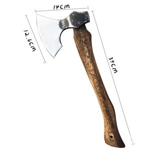 Ascia da taglio in acciaio al carbonio stile vichingo con manico in <span class=keywords><strong>legno</strong></span> marrone per giardino e foresta, all'ingrosso - Product Image 6