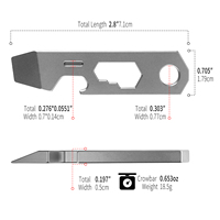 Herramienta Multiusos EDC de Aleación de Titanio TGZUO, Palanca, Llave Inglesa, Regla Métrica, Anillo para Llaves, Herramienta de Bolsillo para Acampar al Aire Libre