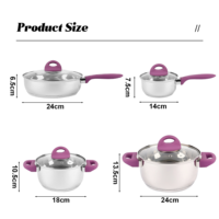 Vente en gros 8 pièces ensemble de casseroles poêle à frire ensemble de casseroles non collantes ustensiles de cuisine en acier inoxydable
