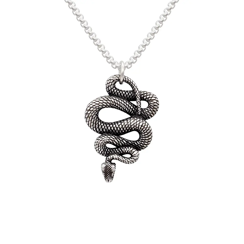 High Quality Trendy Viper Pendant With Box Chain Neo-Gothic Hip Hop Non Tarnish Stainless Steel Snake Necklace For Men