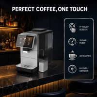 Máquina de Café Espresso Automática de Fábrica, Molinillo de Acero Inoxidable, Pantalla Digital, para Uso Comercial
