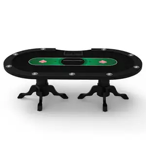 YH 102英寸豪华赌博扑克桌专业实木扑克桌定制9人廉价德州扑克桌