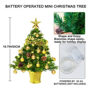 Arbre <span class=keywords><strong>de</strong></span> table <span class=keywords><strong>artificiel</strong></span> <span class=keywords><strong>de</strong></span> 20 pouces 50 <span class=keywords><strong>CM</strong></span> LED petits arbres <span class=keywords><strong>de</strong></span> Noël décorés avec panier en or - Product Image 3