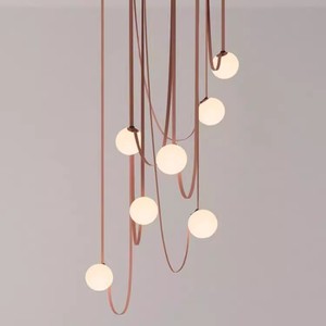 Nordic Minimalist Pendant <b>Light</b> Round E27 LED Adjustable Height Gold <b>Chandelier</b> For Loft Dining Room - Product Image 1