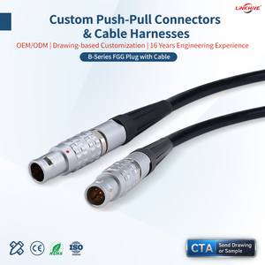 Câble Connecteur Circulaire Industriel à Verrouillage Push-Pull Série B FGG, Prêt à l'Expédition, 0,5m-2m, Fiche Simple, PVC, pour Dispositifs Médicaux - Product Image 1