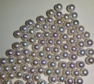 Perfectly Round Pearls 7-7.5mm Round Half Drilled Hole AAAA Top Quality Natural Real Japanese Akoya Saltwater Sea Water Pearl Loose Pearls Wholesale