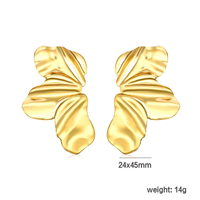 Boucles d'oreilles clous en acier inoxydable plaqué or PVD 18 carats hypoallergéniques, motif papillon et fleur, pour femmes, vente en gros