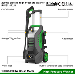 Nettoyeur haute pression portable 2200W 135 bars, machine à laver et à nettoyer les voitures à eau froide électrique avec pompe pour <span class=keywords><strong>auto</strong></span> et jardin - Product Image 2