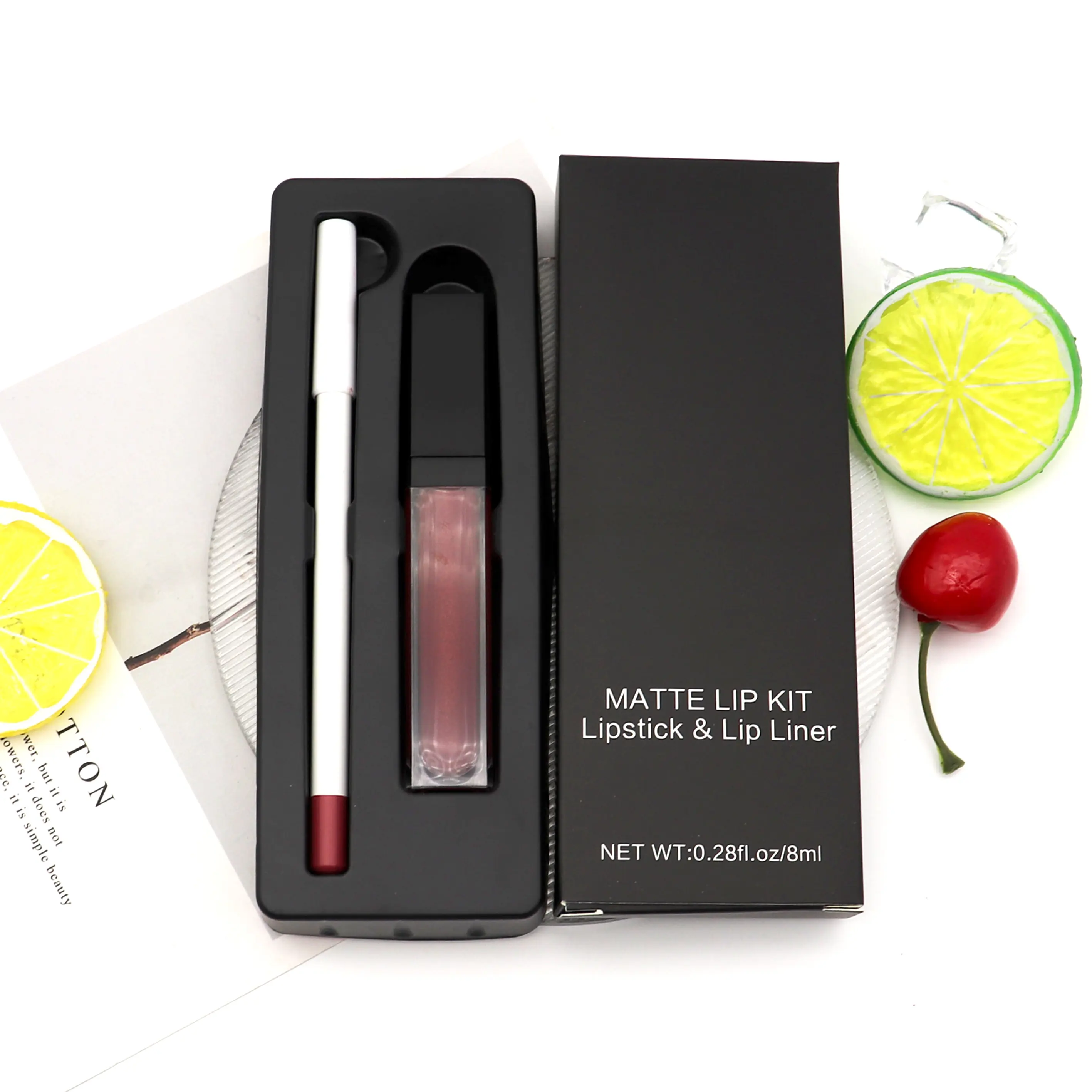 Großhandel Lippenstift mit Lip liner Lip Liner und Lip gloss Set Private Label Lippenstift mit Lip Liner