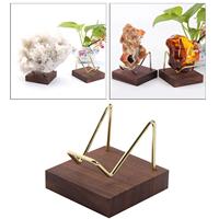 Roches minérales agate petits objets de collection présentoir en bois de noyer support de stockage de pierres précieuses brutes