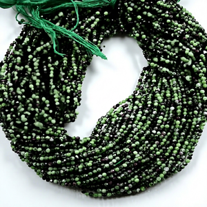 Cuentas de rubí facetadas naturales Zoisite Rondelle, cuentas de piedras preciosas de hebra de 2mm y 13 pulgadas para fabricación de joyas y cuentas de piedra - Product Image 1