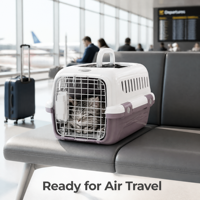 Caisse de transport pour animaux de compagnie approuvée par les compagnies aériennes, boîte de voyage pour chats et chiens, cage portable avec toit ouvrant et fermeture à bouton
