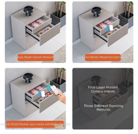 Commode de chevet en bois avec compartiment secret dissimulé, meuble de rangement, déverrouillage par télécommande, design minimaliste moderne