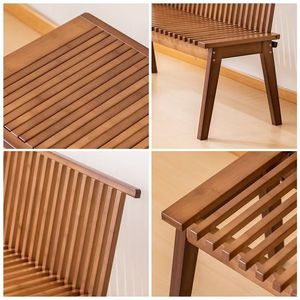 Modern Solid Wood Portable <b>Folding</b> Backrest Stool Home Furniture Dining Stool Dining Chairs Piano Key Bench End-Of-<b>Bed</b> - Product Image 4