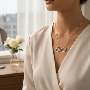 สร้อยคอทรงเสน่ห์รูปหัวใจสีทองอินฟินิตี้14K สร้อยคอทองอินฟินิตี้เครื่องประดับที่ดีสำหรับผู้หญิงทำจากไก่งวง - Product Image 3
