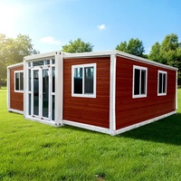 Conteneur extensible de 20 pieds avec deux chambres, une salle de bain, revêtement de sol SPC complet, panneaux muraux extérieurs en polyuréthane de 16 mm