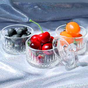 यूरोपीय शैली 3 टुकड़े ग्लास स्टोरेज कंटेनर सेट होम टेबल रंग स्पष्ट छोटे गोल विंटेज ग्लास कैंडी जार सेट - Product Image 5
