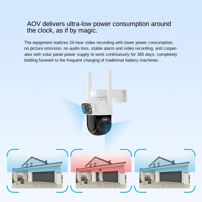 Outdoor Solar Camera 4MP IP66 Waterproof Indoor Outdoor Multi-Lens Dual Screen Security Camera Built-in Battery for Home Yard · image 3