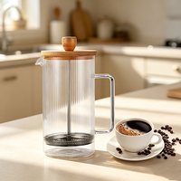 Cafetière à piston à double paroi en verre borosilicate, résistante à la chaleur, écologique, 1000 ml