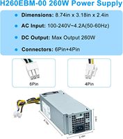 H260EBM-00 260W 80 PLUS Standard Desktop Power Supply PSU untuk Optiplex