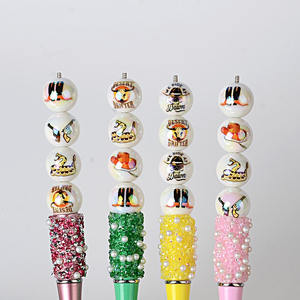 Acrylic Printed Cartoon Men's Western Cowboy-Themed 16mm Straight-Hole <b>Bead</b> Mixed <b>Color</b> Fashionable DIY Phone Stringing Pen - Product Image 3