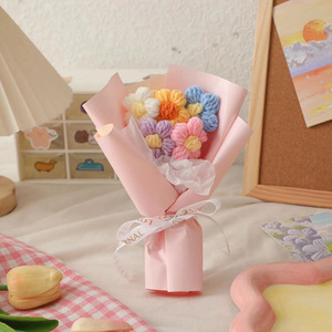Fleur artisanale pour la Saint-Valentin, fleur en laine tricotée vintage, décoration florale artificielle pour la maison - Product Image 5