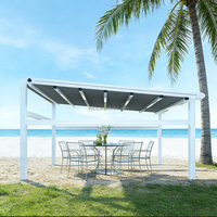 Elektrische, wasserdichte UV-Schutz-Pergola-Markise aus Stoff für den Außenbereich, pulverbeschichtete Schattenstruktur für Garten und Balkon