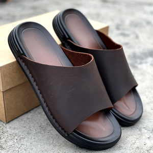 Chaussons d'été pour hommes, luxueux et durables, respirants, en <span class=keywords><strong>cuir</strong></span> de vachette, à semelle souple, à semelle épaisse, antidérapants, pour l'extérieur - Product Image 4