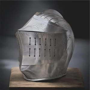 Casque d'arçonnette de chevalier fait main en acier de calibre 18, taille adulte, portable, pour spectacles, costumes et photographie - Product Image 1