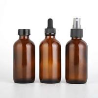 Flacons pulvérisateurs en verre Boston transparents de 2/4/8 oz (15 ml) avec pulvérisateur à pompe et bouchon à vis, diffuseur d'huiles essentielles, finition ambre, 16 oz et 500 ml