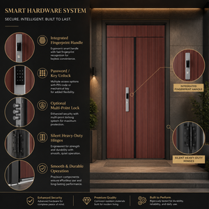 <span class=keywords><strong>Porte</strong></span> d'entrée moderne en acier à grain de bois vertical avec transfert <span class=keywords><strong>thermique</strong></span>, sécurisée pour la maison <span class=keywords><strong>et</strong></span> la villa, anti-effraction - Product Image 3