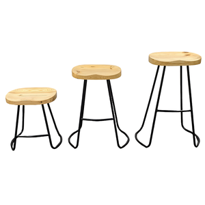Sedia di Lusso Moderna <span class=keywords><strong>in</strong></span> <span class=keywords><strong>Legno</strong></span> Massello con Sgabello Alto <span class=keywords><strong>in</strong></span> <span class=keywords><strong>Legno</strong></span> <span class=keywords><strong>e</strong></span> Gambe <span class=keywords><strong>in</strong></span> <span class=keywords><strong>Ferro</strong></span>, Colore Personalizzabile per Sala da Pranzo, Bar, Hotel o Soggiorno - Product Image 5