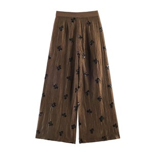 Ensemble de soirée 2 pièces de luxe pour <span class=keywords><strong>femme</strong></span>, haut à sequins col halter et pantalon large, collection 2026, fabrication OEM par usine chinoise - Product Image 4