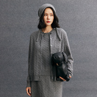 Cardigan en cachemire et laine personnalisé avec logo, tricot anti-plis décontracté pour l'hiver, pull européen uni pour femme