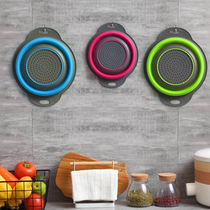 Passoire de cuisine pliable en silicone personnalisable, réutilisable, écologique, compatible lave-vaisselle, pour usage domestique et égouttage des pâtes - Product Image 3