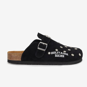 कस्टम यूनिसेक्स नरम गाय सूट चमड़े के एंटीलिप एकमात्र खच्चरों को समायोज्य बकसुआ क्लैस कॉर्क बर्केन चप्पल - Product Image 3