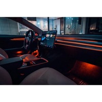 Pour Tesla Model 3 Model Y 2021-2023, panneau d'éclairage ambiant RGB pour tableau de bord, fibre de carbone, noir piano, amélioration de l'intérieur
