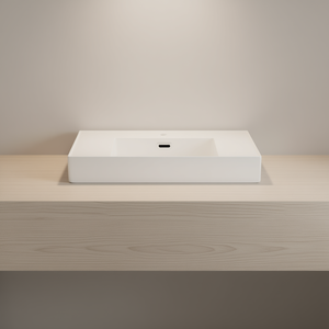Lavabo de Resina Rectangular de 30 Pulgadas para Montar sobre Encimera, con un Solo Orificio, Acabado Brillante, Diseño Minimalista - Product Image 2