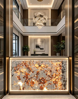 Marbre translucide doré, pierre naturelle de luxe, pour mur de fond de villa moderne, comptoir de salle de bain et de cuisine, découpe personnalisable