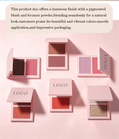 Palette de maquillage végane avec logo imprimé, comprenant blush, bronzer et illuminateur longue tenue, pour marque privée